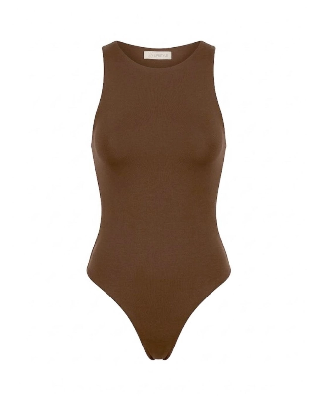 Czekoladowe body damskie NOELIA — 95% wiskoza — zdjęcie 5