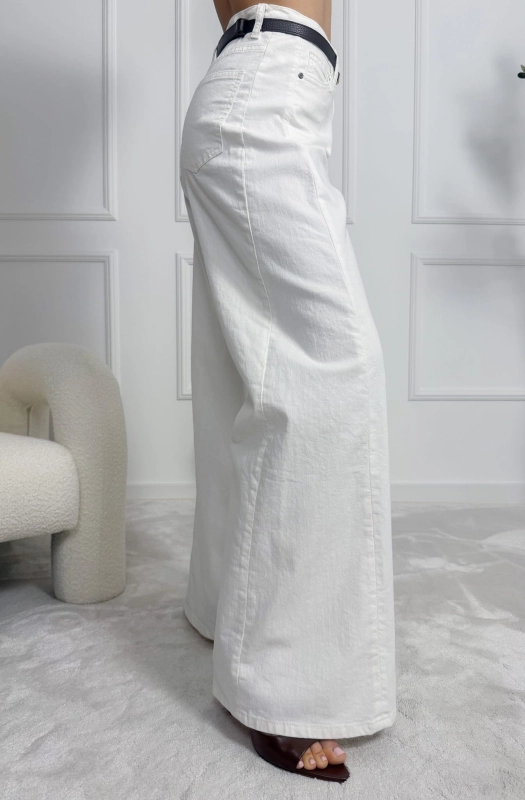 Białe jeansy damskie wide leg White Motion — zdjęcie 3