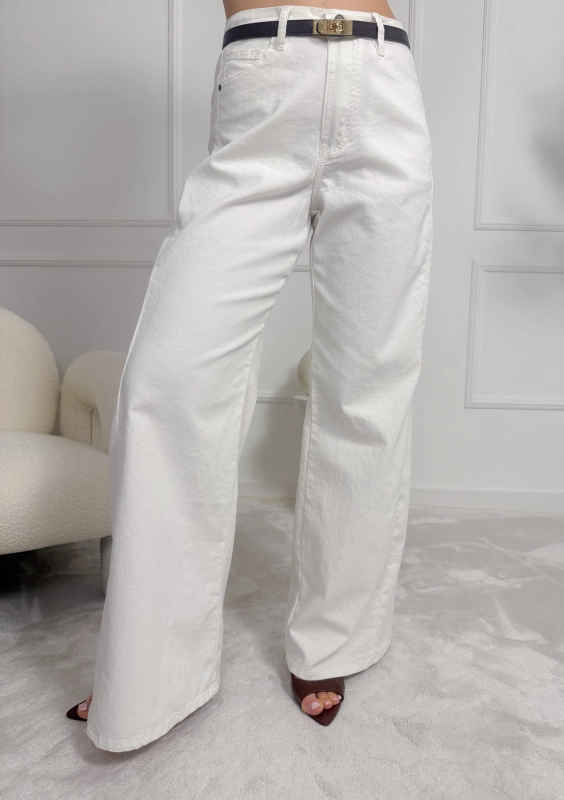 Białe jeansy damskie wide leg White Motion — zdjęcie 2