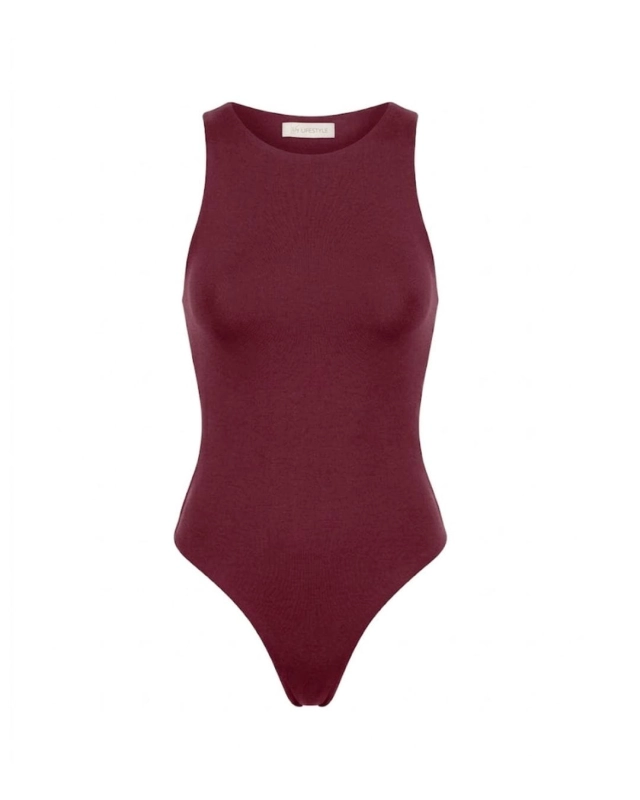 Bordowe body damskie NOELIA — 95% wiskoza — zdjęcie 4