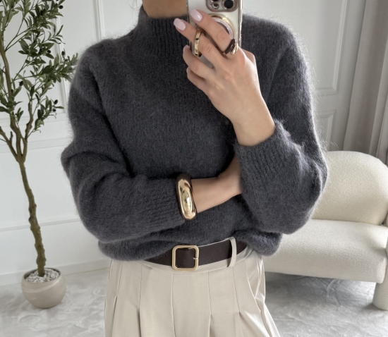 Sweter damski ANA grafit — moher i alpaka