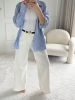 Białe jeansy damskie wide leg White Motion