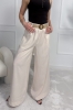 Beżowe spodnie damskie NINA szerokie — 100% tencel — zdjęcie 2
