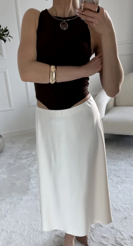 Spódnica damska midi FLOW cream — 100% wiskoza — zdjęcie 4