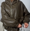 Kurtka damska LARA oversize taupe — efekt skóry — zdjęcie 5