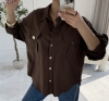 Koszula damska PREMIUM czekolada — tencel i len — zdjęcie 3