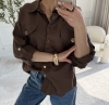 Koszula damska PREMIUM czekolada — tencel i len — zdjęcie 4