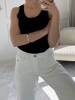 Spodnie damskie wide leg ecru — wysoki stan — zdjęcie 7