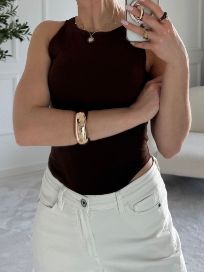 Czekoladowe body damskie NOELIA — 95% wiskoza — zdjęcie 4