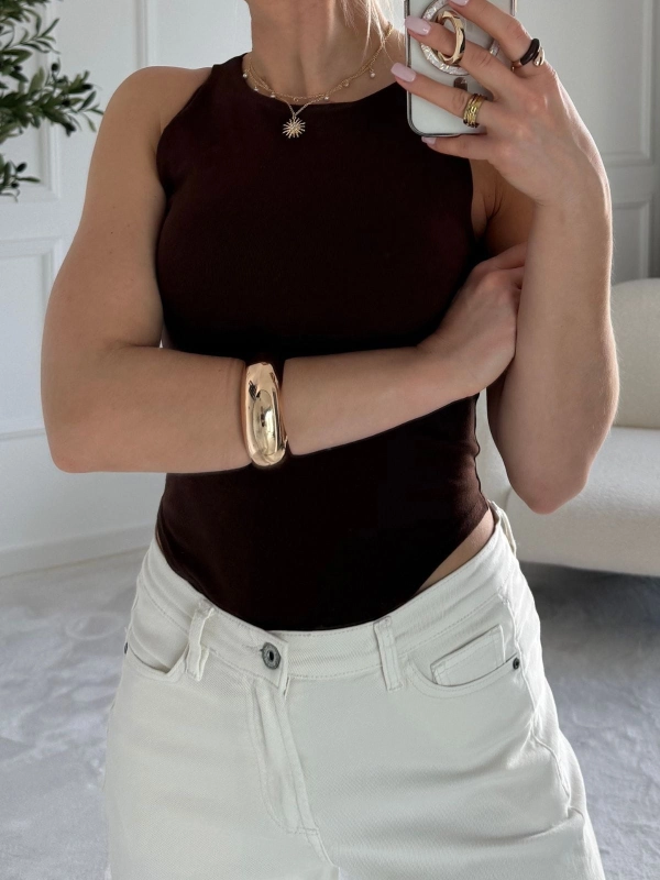 Czekoladowe body damskie NOELIA — 95% wiskoza — zdjęcie 4
