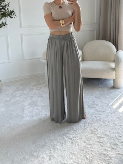Szare spodnie damskie palazzo FLOW GREY — zdjęcie 3