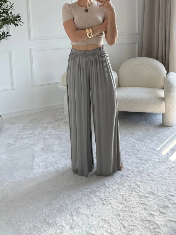 Szare spodnie damskie palazzo FLOW GREY — zdjęcie 3