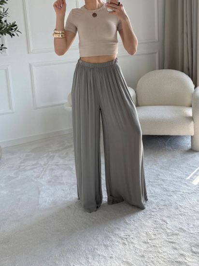 Szare spodnie damskie palazzo FLOW GREY — zdjęcie 4