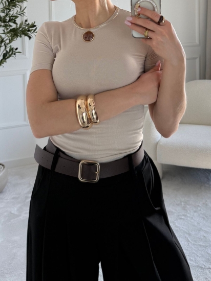 Koszulka damska ISABEL karmel — 92% wiskoza