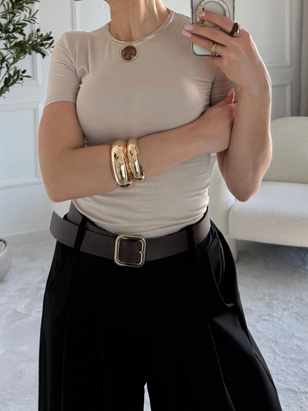 Koszulka damska ISABEL karmel — 92% wiskoza