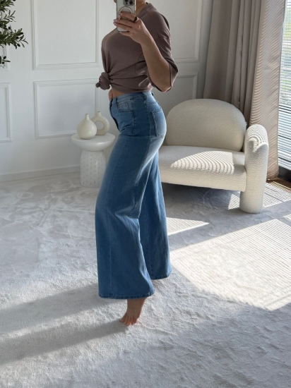 Jeansy damskie wide leg Blue Motion — wysoki stan — zdjęcie 2