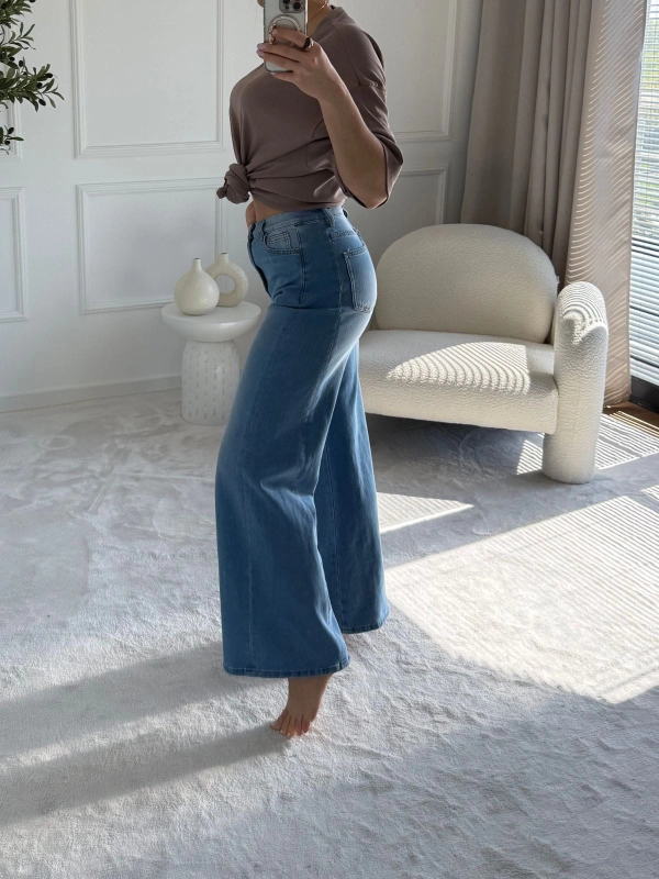Jeansy damskie wide leg Blue Motion — wysoki stan — zdjęcie 2