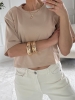 Beżowy T-shirt damski nude Noelia — zdjęcie 3