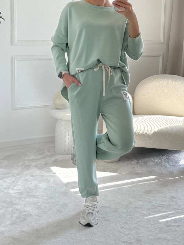 Miętowy komplet dresowy damski TULY — bluza i spodnie — zdjęcie 6