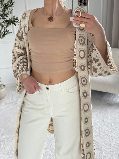 Narzutka damska BIANCA mocha — zdjęcie 2