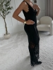 Sukienka damska maxi z koronką SELIN czarna – Noelia, z boku, koronkowy dół