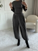 Komplet dzianinowy damski top i spodnie balonowe INES grafit – Noelia