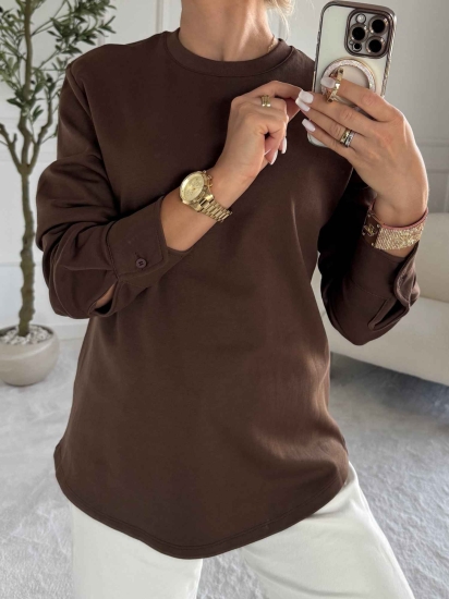 Longsleeve damski oversize ZURI czekolada – Noelia