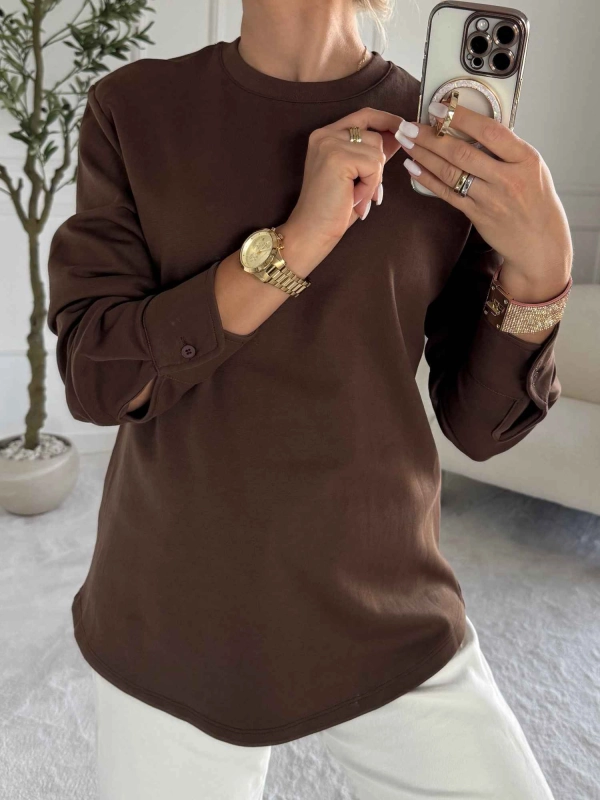 Longsleeve damski oversize ZURI czekolada – Noelia
