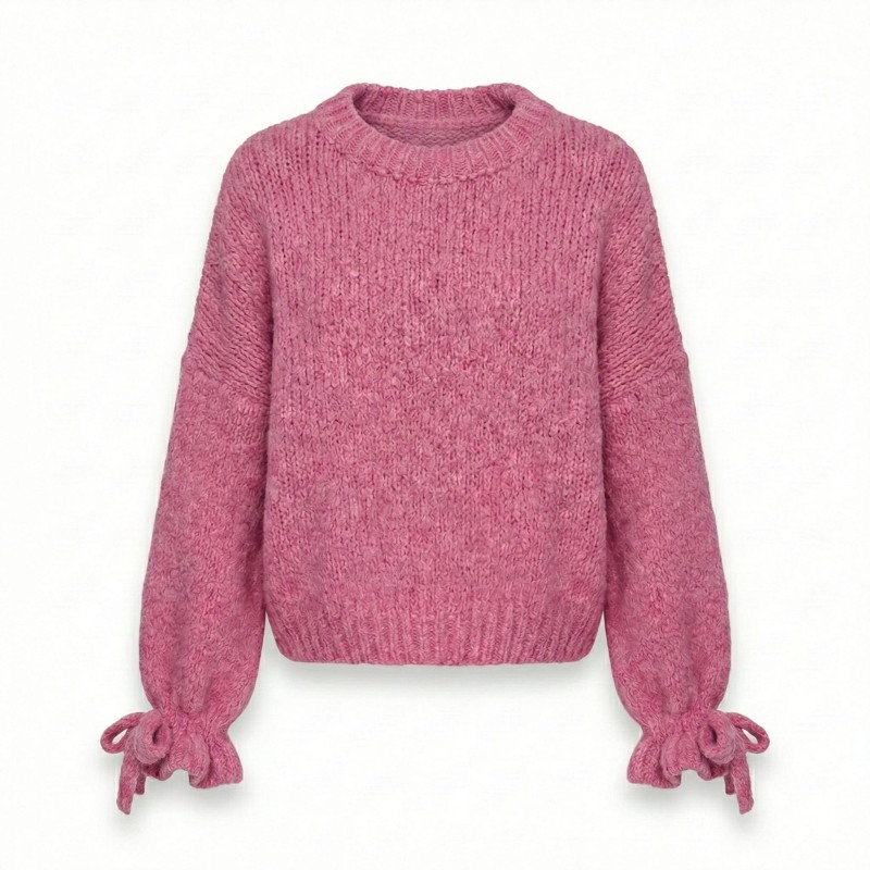 Różowy sweter damski VELVET z wełną i moherem — zdjęcie 3