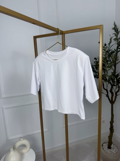 Biały T-shirt damski kapsułowy Noelia — zdjęcie 2