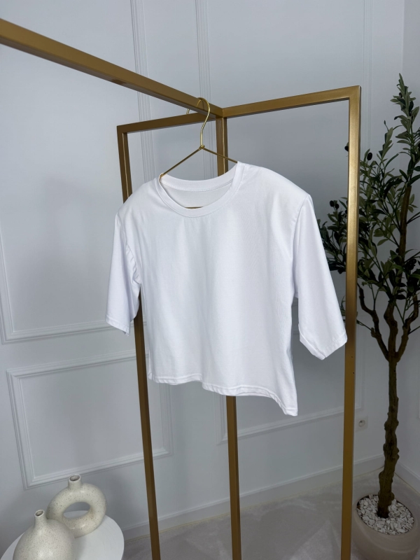 Biały T-shirt damski kapsułowy Noelia — zdjęcie 2