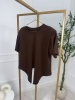 Brązowy T-shirt damski Chocolate – top kapsułowy Noelia