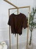 Brązowy T-shirt damski Chocolate – top kapsułowy Noelia — zdjęcie 2