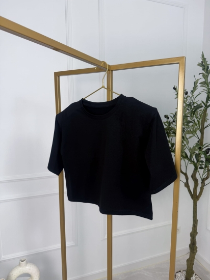 Czarny T-shirt damski minimalistyczny Noelia