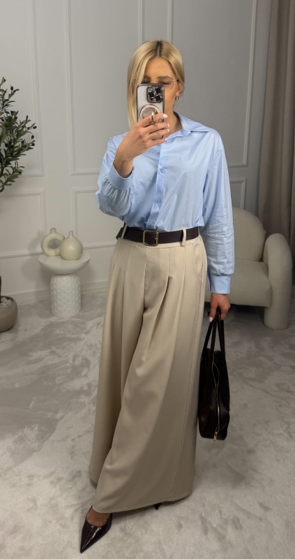 Koszula oversize baby blue damska Noelia — zdjęcie 4